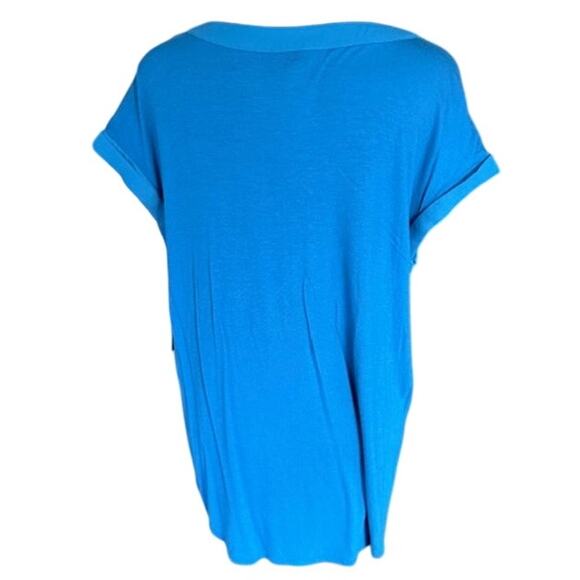 Fortune + Ivy Blue Button-Front Short Sleeve Blouse – Size L NWT - Picture 3 of 7